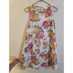 Cynthia Rowley Size Small‎ 100% Linen A-Line Tank Dress Floral Tropical  Cottage